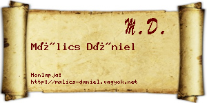 Málics Dániel névjegykártya